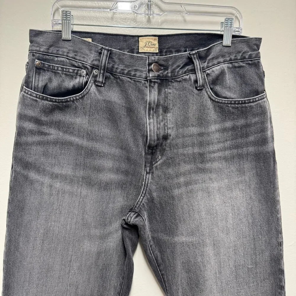 J.Crew Men’s Classic Straight Leg Jeans Gray Black Washed Denim W33 L30